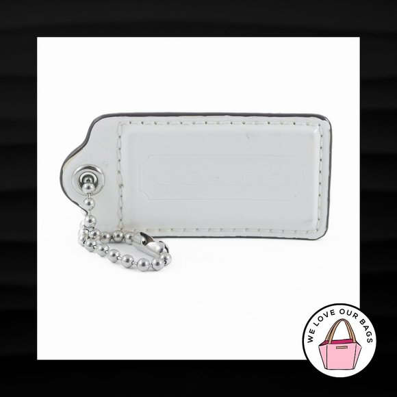 2.5" Large COACH IVORY WHITE PATENT LEATHER KEY FOB BAG CHARM KEYCHAIN HANG TAG - Picture 1 of 1